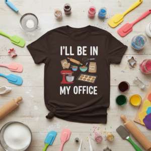 I'll Be In My Office Bakery Lover Tee — Cute Doodle Pastry Shirt