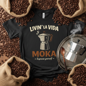 Moka Coffee Tee — "Livin' La Vida Moka" Espresso Lover T-Shirt